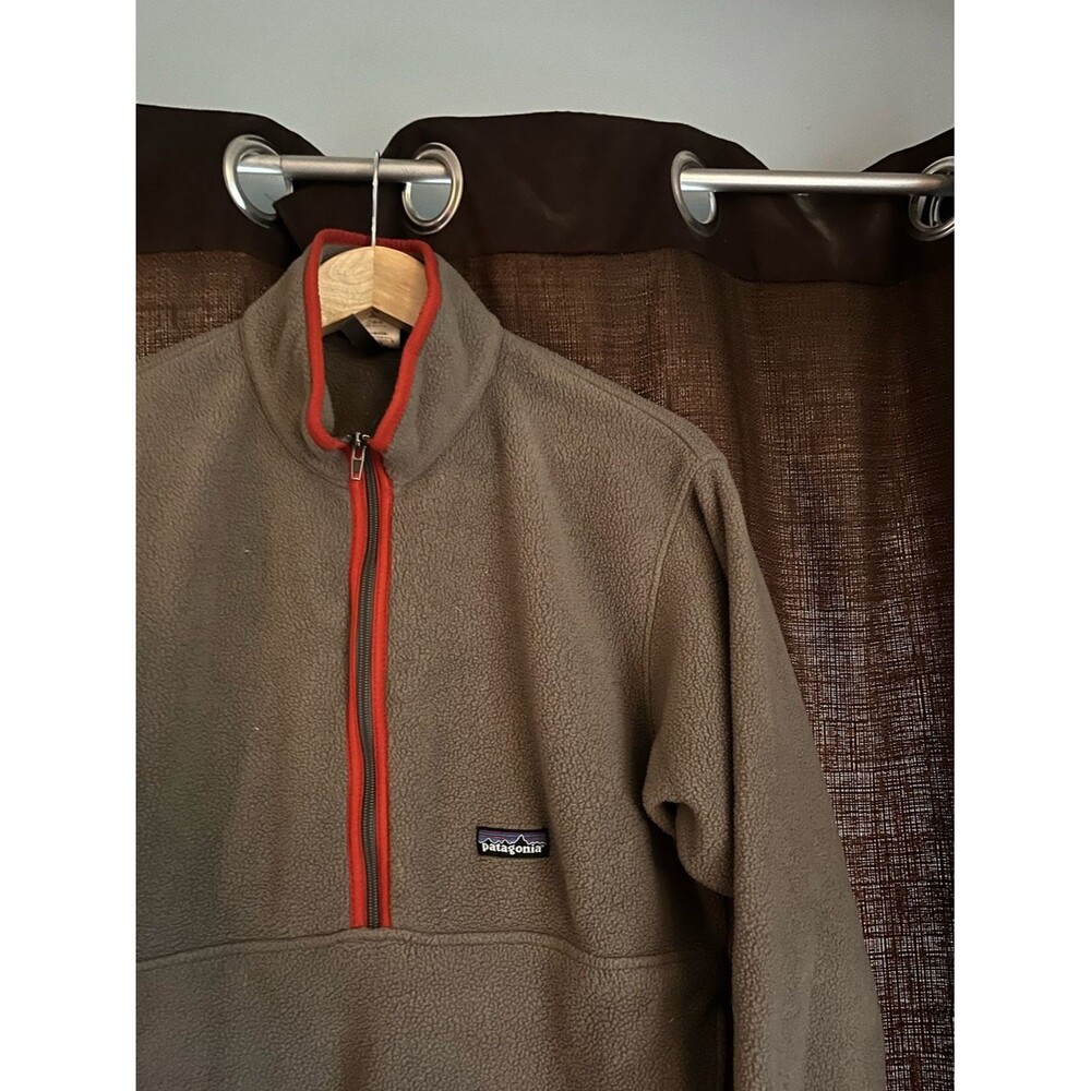 Vintage Patagonia Brown Fleece Quarter-Zip with Red Trim